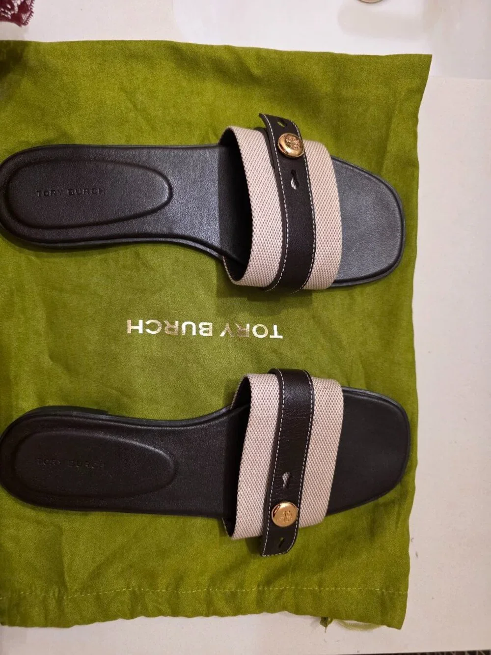 Tory Burch Romy Slides / Brown & Tan